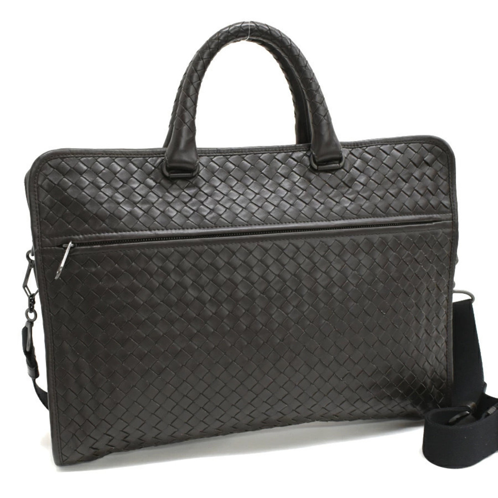 Bottega Veneta Briefcase Intrecciato Leather Dark Brown